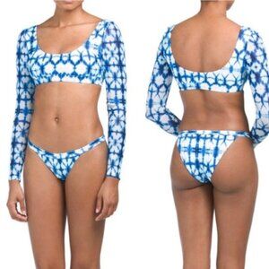 Cikada 2 Piece Bikini Tie Dye Long Sleeve Rashguard and Bottoms